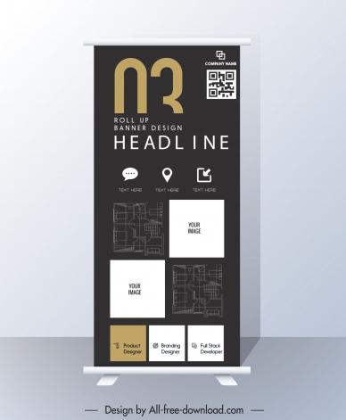 building construction roll up banner template contrast drawing outline