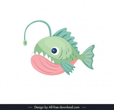 bulb fish design elements flat cute cartoon