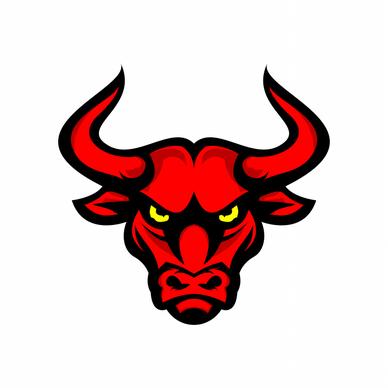 bull head logo flat symmetric sketch red design 