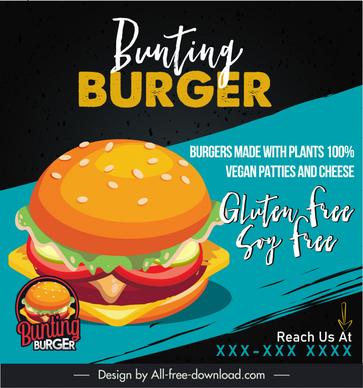 bunting burger advertising poster template contrast classic design