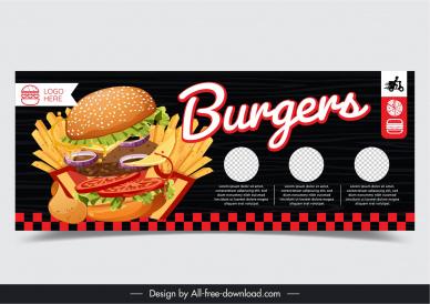 burgers advertising banner template contrast dynamic