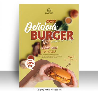 burgers advertising poster template elegant realistic design