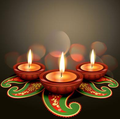 burning candles vector background art
