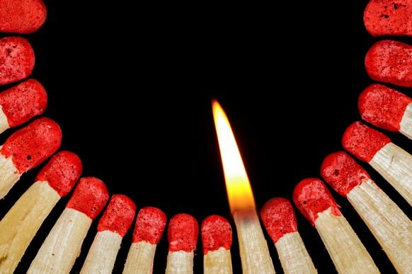 burning match sticks on fire