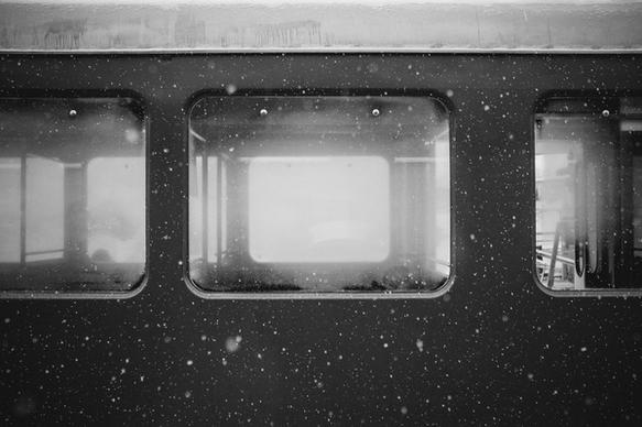 bus cold mist snow transport vehicle window winter