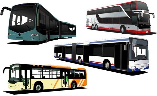 modern bus icons colored 3d design