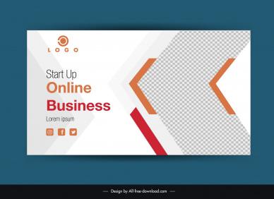 business banner template checkered arrow shapes layout