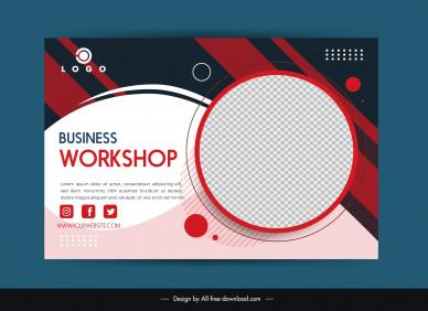 business banner template contrast checkered circle design