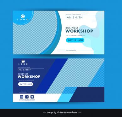 business banner template contrast checkered geometry layout