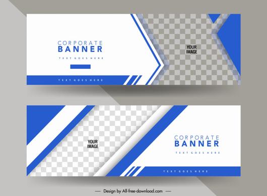 business banner template elegant bright blue checkered decor