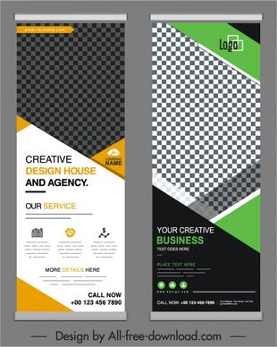 business banner templates modern elegant checkered standee design
