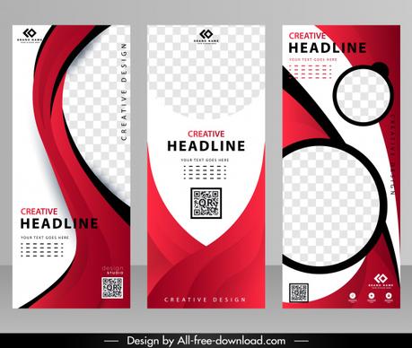 business banner templates modern red white curves circles