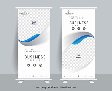 business banner templates standee shape bright checkered curves