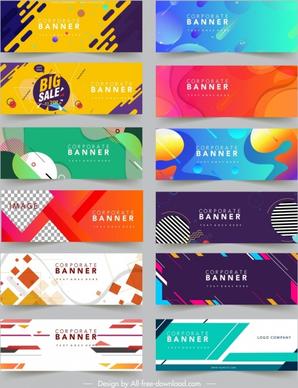 business banners templates collection colorful abstract geometric decor