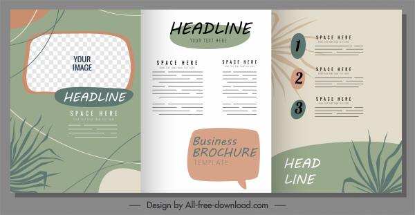 business brochure template elegant leaf decor classic trifold
