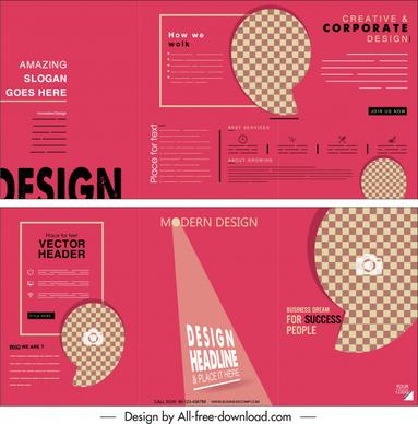 business brochure template modern flat pink checkered decor