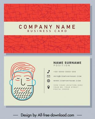 business card template classic handdrawn man face sketch