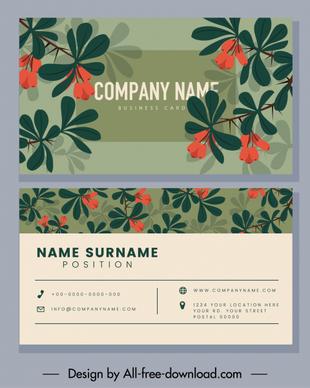 business card template colored flowers decor classical design