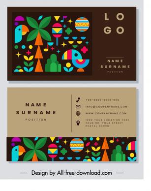 business card template colorful flat design natural emblems