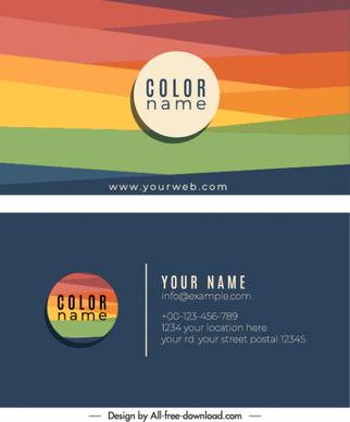business card template colorful flat lines decor