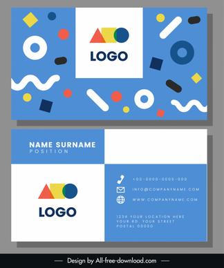 business card template colorful flat shapes dynamic decor