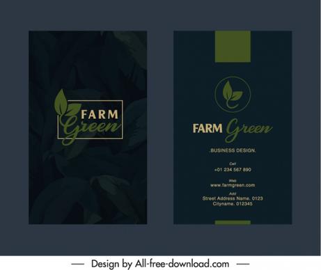 business card template dark design elegant leaves sketch