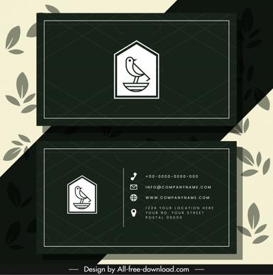 business card template elegant dark bird logo sketch