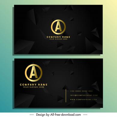 business card template elegant dark dynamic 3d pyramid