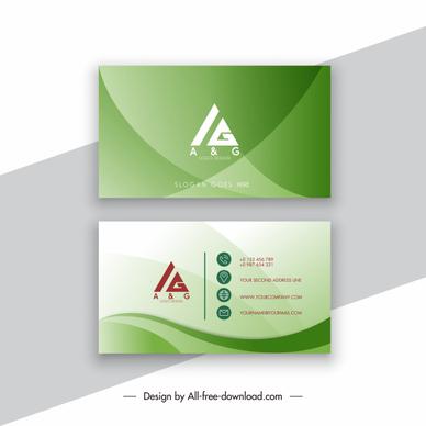 business card template elegant green curves decor