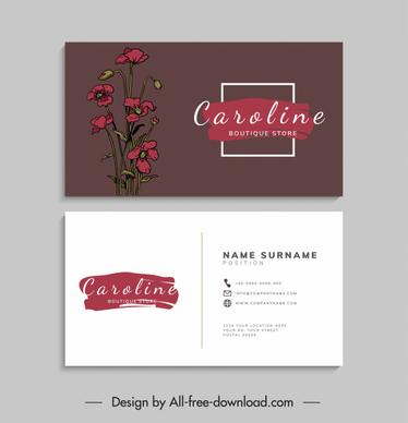 business card template elegant handdrawn classical flower decor