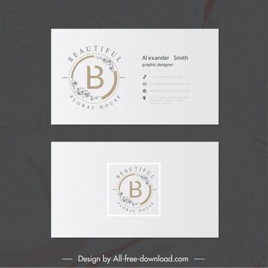 business card template elegant leaf text logotype