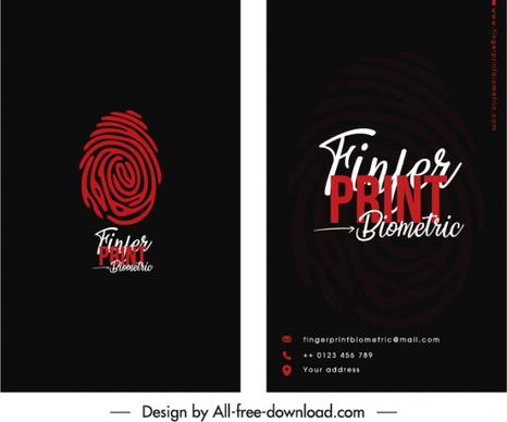 business card template fingerprint sketch dark black decor
