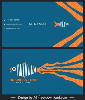 business card template flat fish sketch