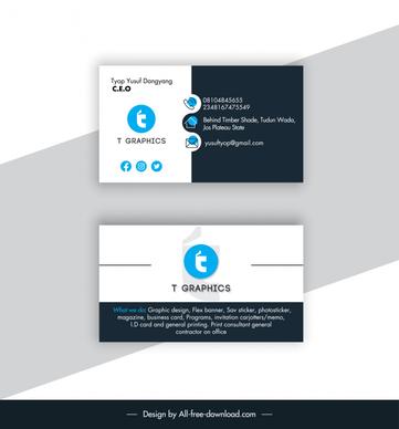 business card template flat modern contrast design 