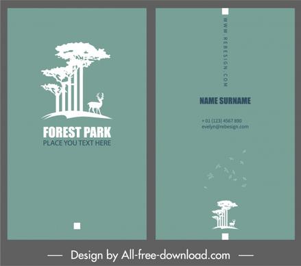 business card template forest elements plain silhouette design