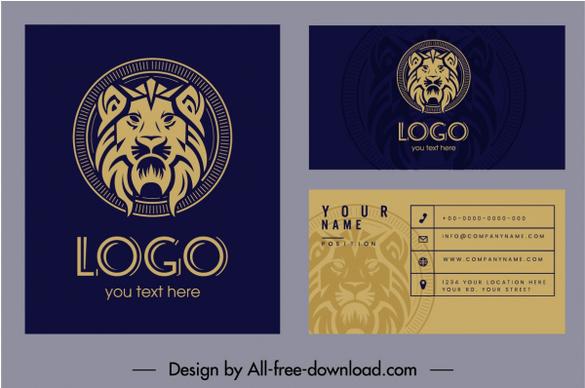 business card template lion logotype decor classic design