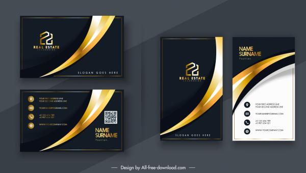 business card template luxury elegant contrast curves decor