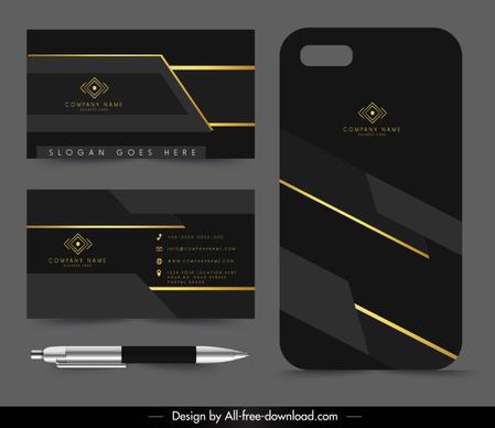 business card template luxury elegant golden black decor