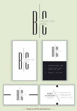business card template modern black white plain design
