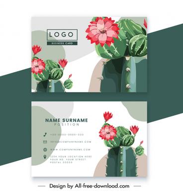 business card template modern colorful cactus flower decor