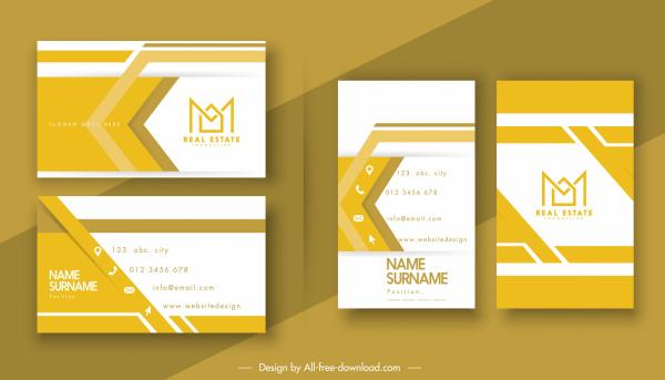business card template modern flat bright yellow white