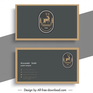 business card template reindeer logo classical plain design