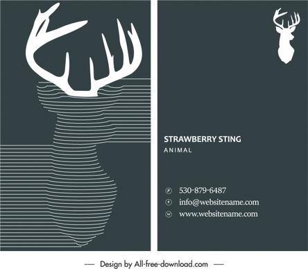 business card template reindeer sketch dark elegant decor