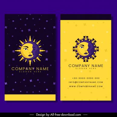 business card template stylized moon sun icon decor