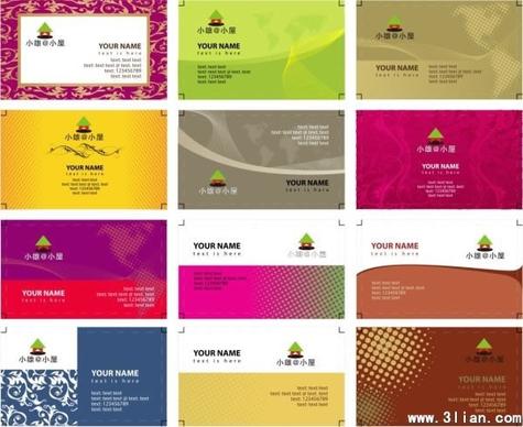 name card templates classical colored abstract decor