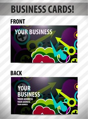 business cards templates colorful dynamic messy abstraction