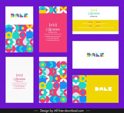business card templates bright colorful flat abstract decor