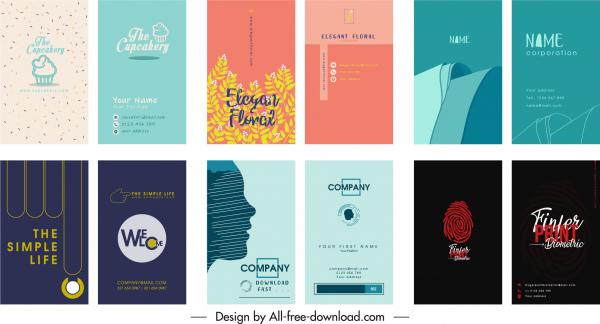business card templates collection flat classic decor