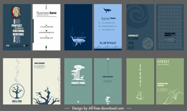 business card templates collection plain decor various themes