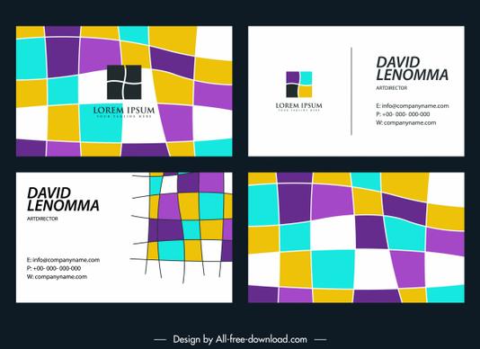 business card templates colorful abstract deformed squares sketch